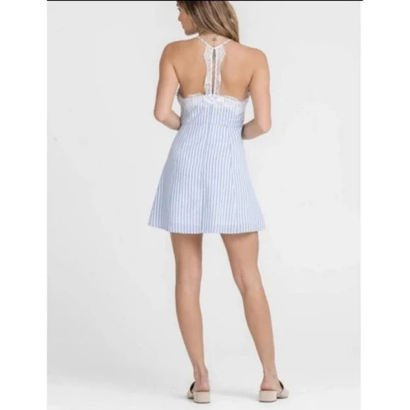 LUSH | BOUTIQUE IVY & LEO STRIPED LACE SUNDRESS SLIP DRESS WOMEN'S LARGE NWT - Picture 3 of 17